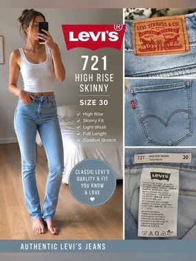 Levi's 721 High Rise Skinny Jeans - Light Blue Wash